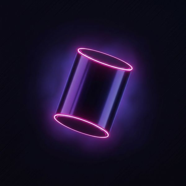 Glowing neon slot reel floating in dark void